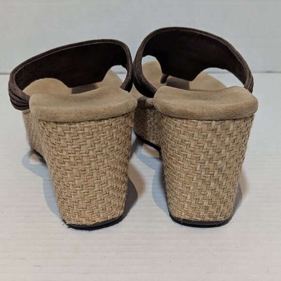 UGG Zamora 3093 Sz 10 Chocolate Brown Suede Leather thong Wedge Sandals - Picture 2 of 10